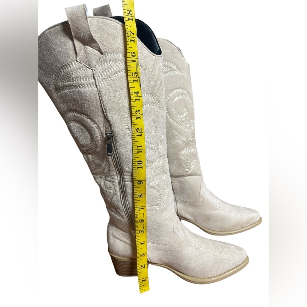 Beige Western Cowgirl Boots Women US 10 EU 41 Knee High Pointed Toe NWT - Picture 5 of 5
